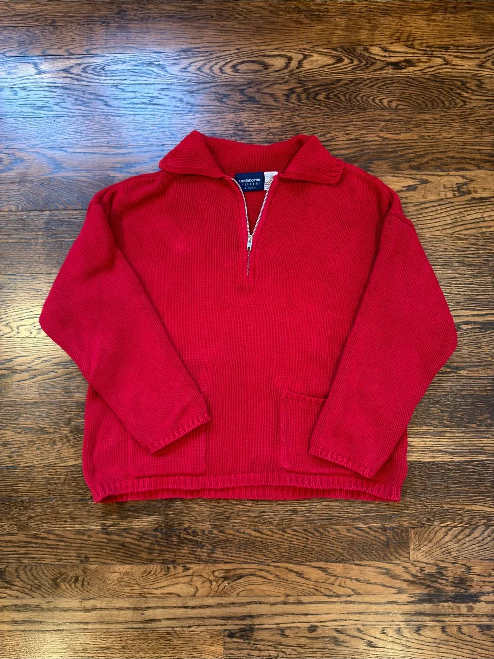 Red Zip-Neck Sweater